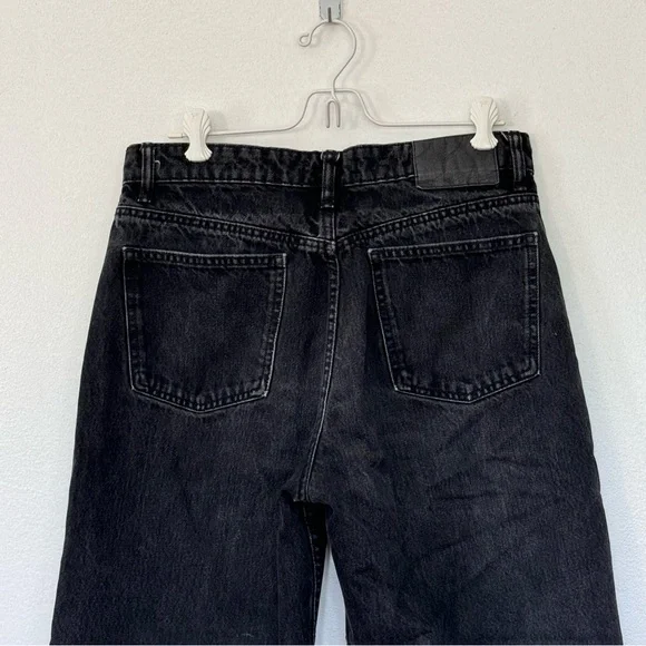 Zara Loose Fit  Wide Leg Crop Length Black Jeans Sz 8 - Picture 10 of 11